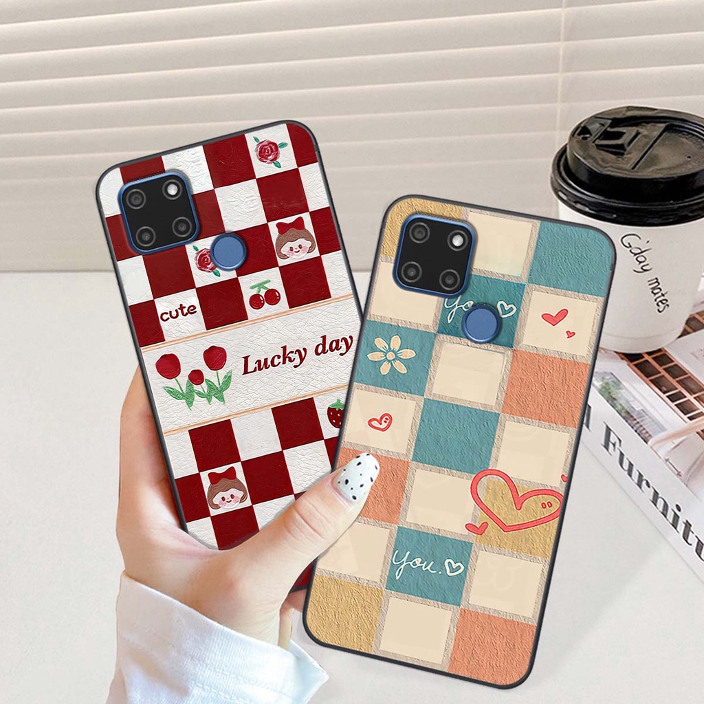 Ốp Realme C12 / C15 caro trái tim cá tính, thời trang siêu đẹp, siêu phong cách