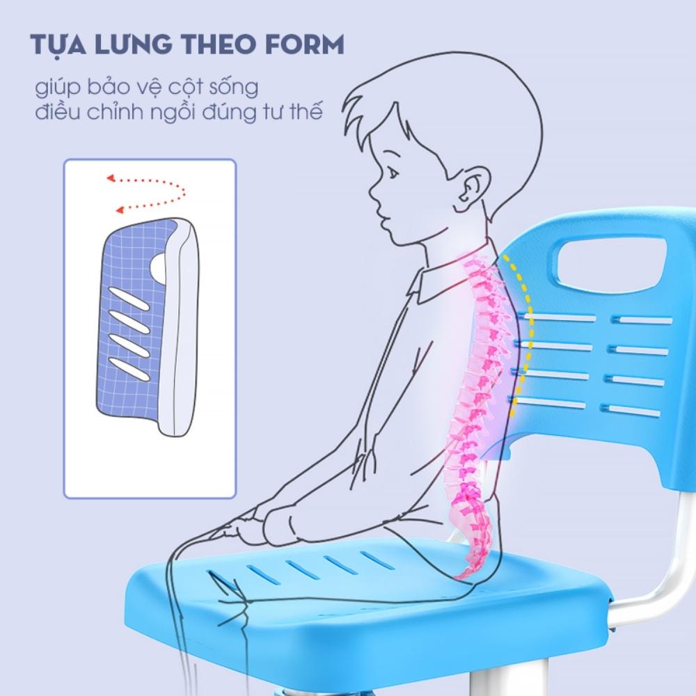 Ghế Học Sinh Cho Bé Tiểu Học Tăng Chỉnh Chiều Cao Chống Gù Chống Cận, Tặng kèm lót đệm ghế ngồi và đai lưng