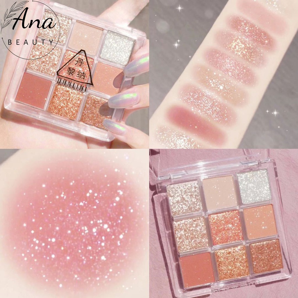Bảng phấn mắt nhũ 9 ô vuông Danlini Baby Tông Màu Nâu Cam Vàng Nhũ Siêu HOTTREND | BigBuy360 - bigbuy360.vn