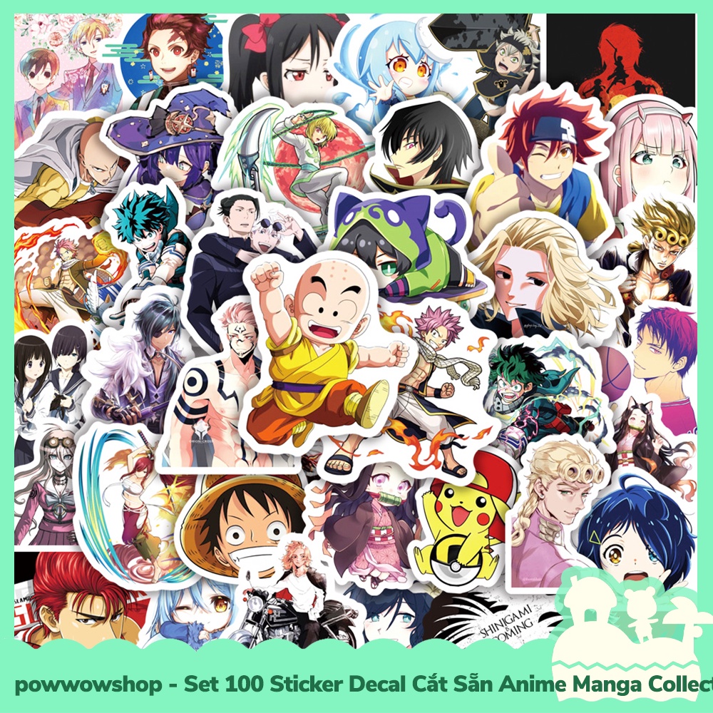 [Sẵn VN - Hỏa Tốc] Set 100 Sticker Mini Decal Dán Trang Trí Vật Dụng Mẫu Nhân Vật Anime Manga Tổng Hợp Collection