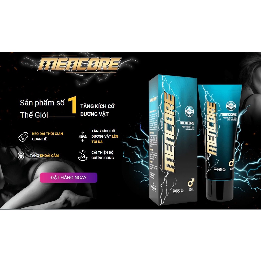 Mencore Gel Tăng Cường Sinh Lý Cực Mạnh Tăng Kích Thước Khủng Dành Cho Quý Ông Hiệu Quả An Toàn