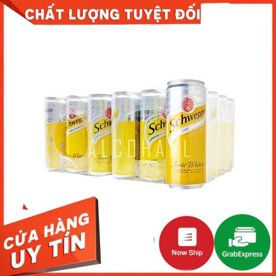 Thùng 24 Lon Nước Giải Khát có gas Schweppes Tonic 320ml - Đồ uống Soda pha chế chuyên nghiệp