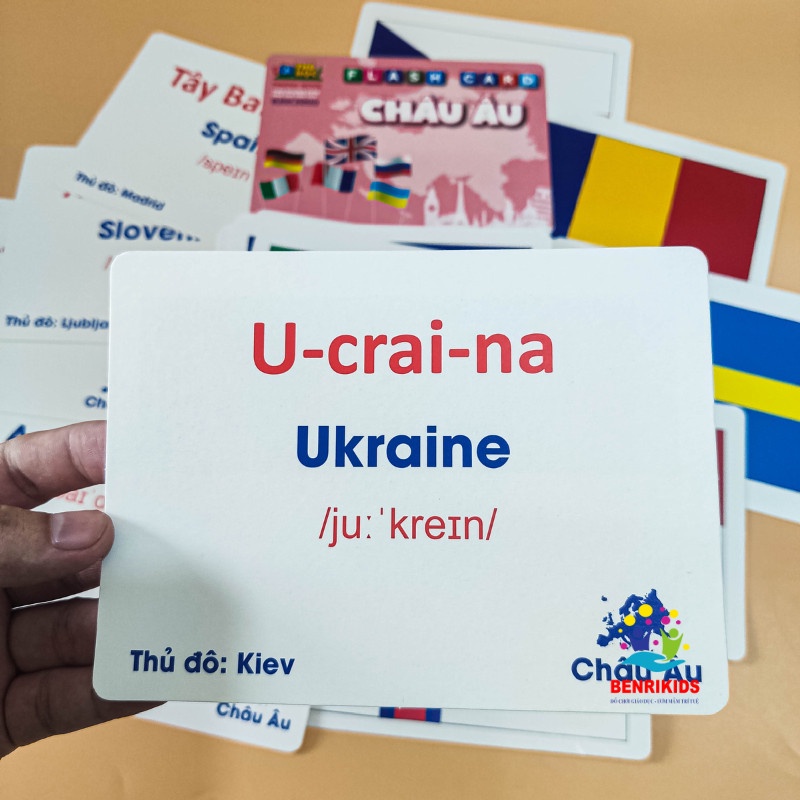 Bộ thẻ học song ngữ quốc kỳ 175 nước trên thế giới Flash card cờ các nước