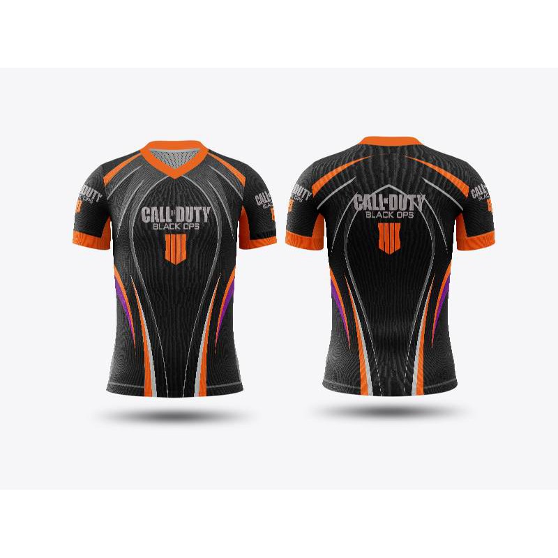 Áo thun thể thao Esports Jersey cổ chữ V màu đen in 3D số 4 #006