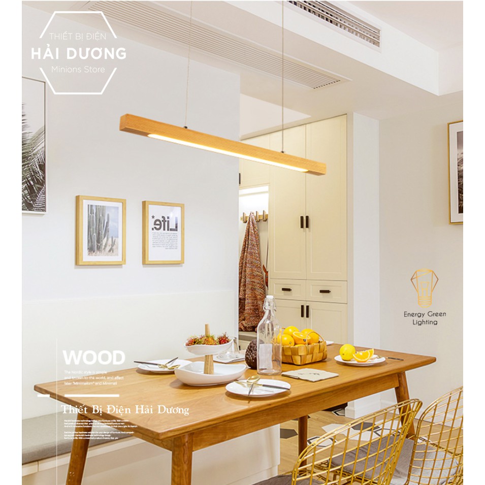 Đèn Thả Trần Gỗ DGT-1204 Phong Cách Bắc Âu - Decor Vintage - Gỗ Tự Nhiên Chắc Chắn - Công Suất 18w - Bảo Hành 1 Năm