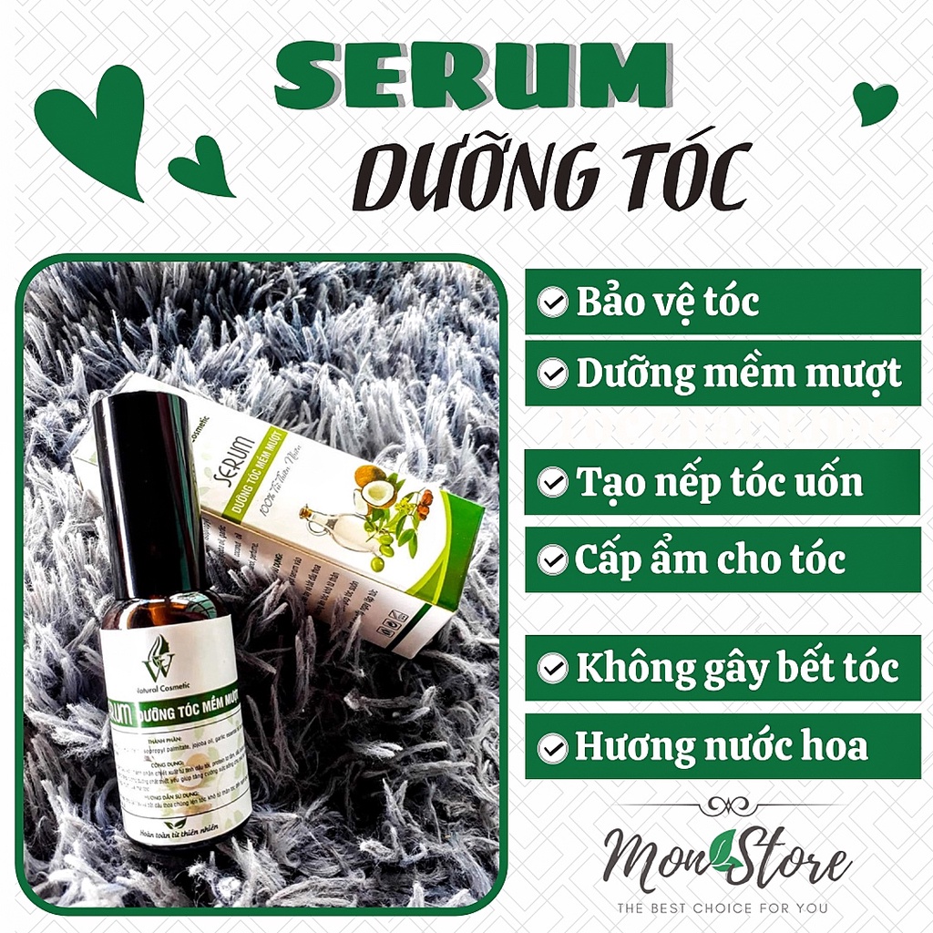 TINH DẦU SERUM VV Natural Cosmetic dưỡng tóc mềm mượt, giữ nếp tóc uốn, phục hồi đuôi tóc khô xơ, chẻ ngọn