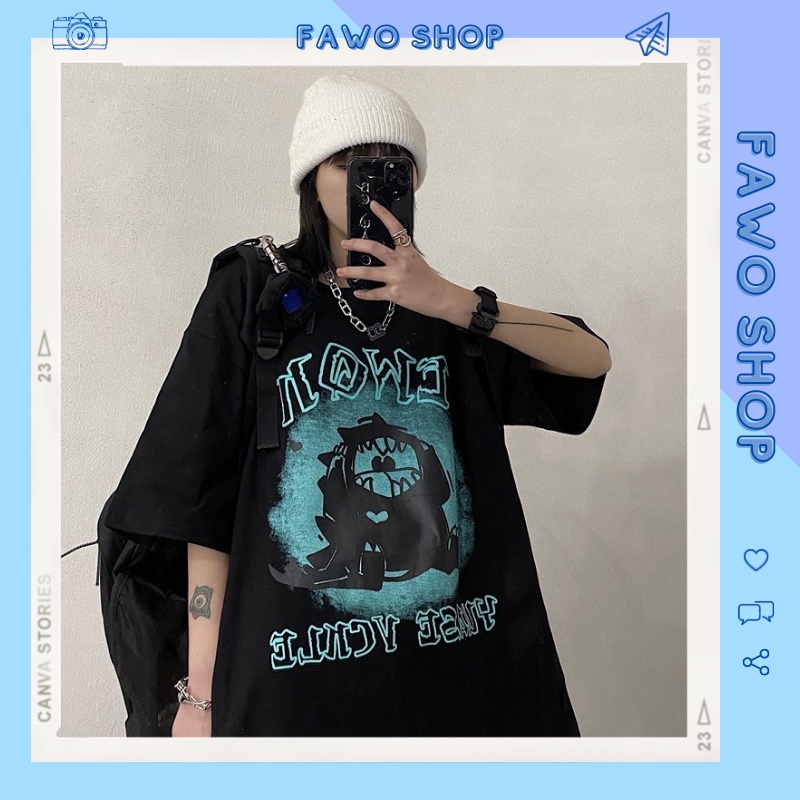 Áo thun Unisex form rộng tay lỡ, Áo phông nam nữ cotton thấm hút, dày dặn mềm mịn họa tiết EWON