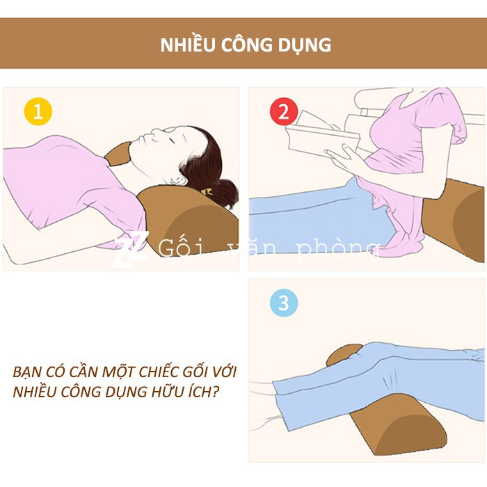 [ Cao Su Non] Gối ngủ bán nguyệt dài kê đầu, lưng, tập yoga, giảm cân ZURI PILLOW GLN02