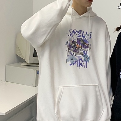 ZHELIHANGFEI Áo Hoodie Dài Tay Form Rộng Phong Cách Preppy