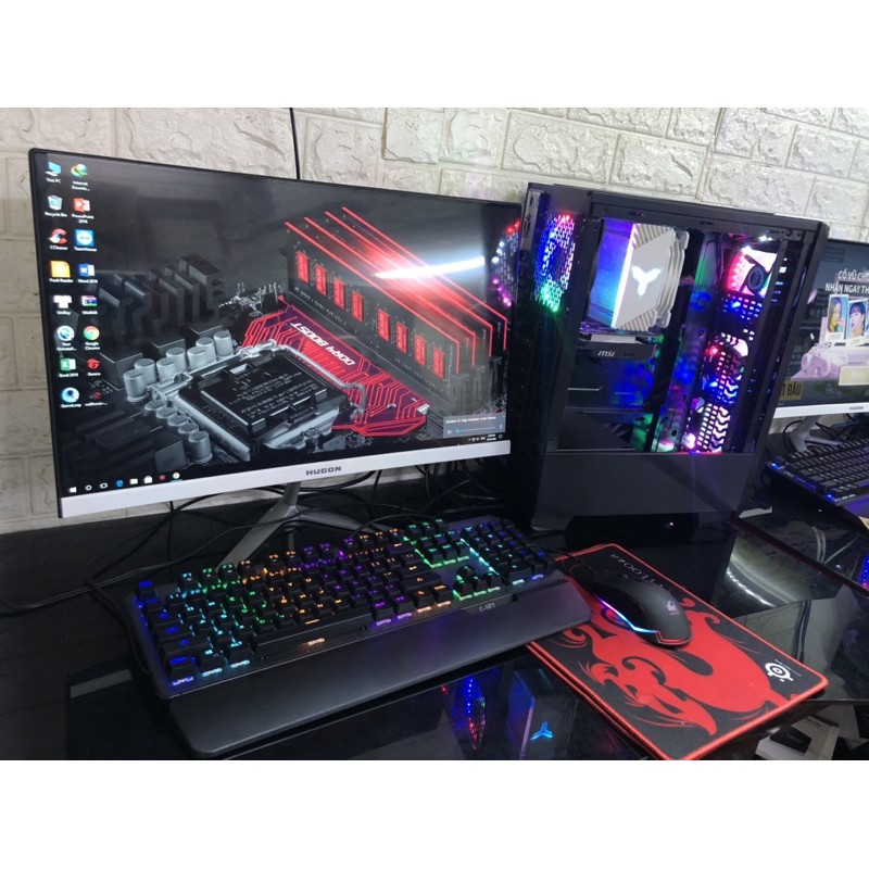bộ máy tính chơi GAME Ram 16G + Màn hình 24” cong ful viền 75hz