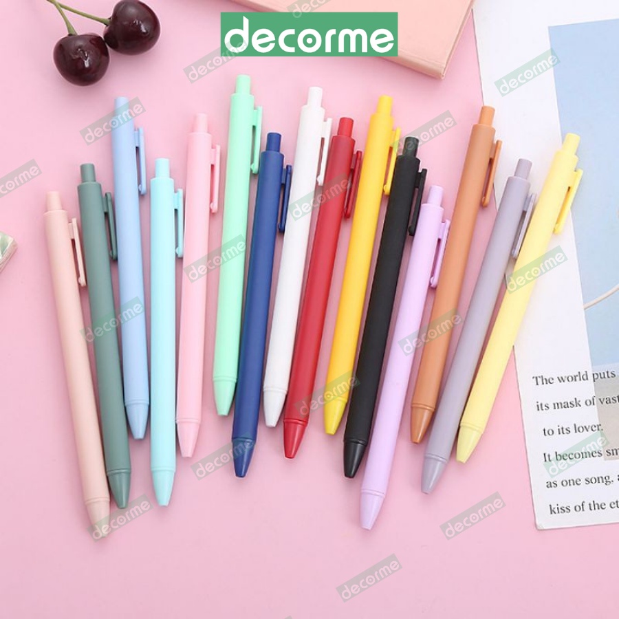 Bút gel pastel Decorme bút gel đen viết mực đen bút gel bấm ngòi 0.5mm viết trơn mượt phong cách Hàn Quốc