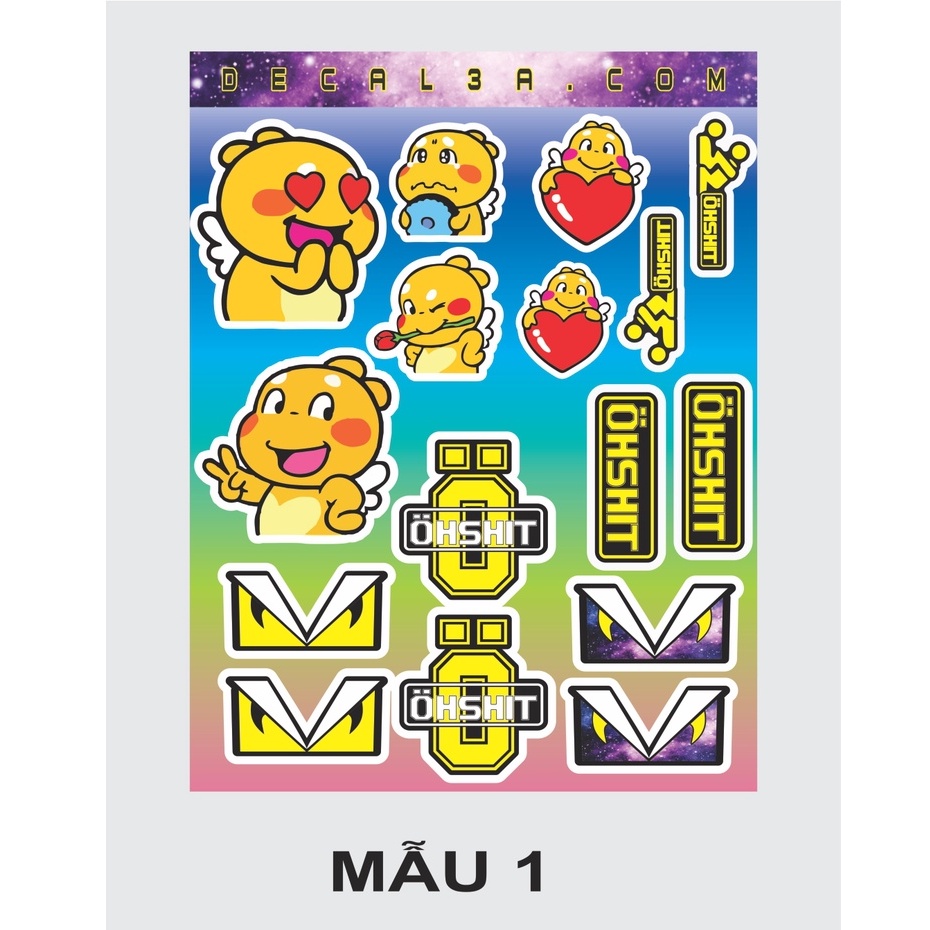 STICKER NHÃN DÁN CUTE , BỘ CHỮ TÀU