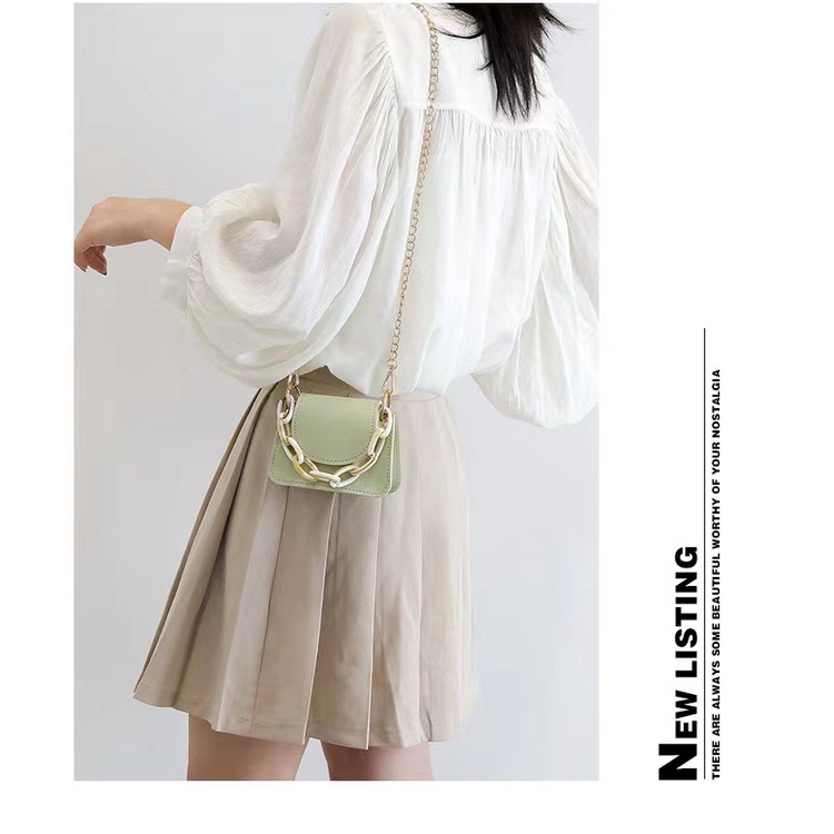 Túi đeo chéo MINI nữ dây xích, túi xách nữ đeo chéo da thời trang Hàn Quốc xanh hottrend nhỏ gọn giá rẻ - DODO FASHION