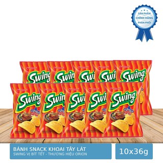 Bịch 10 Gói Bánh Snack Khoai Tây Vị Bít Tết Kiểu New York Swing Gói 36g