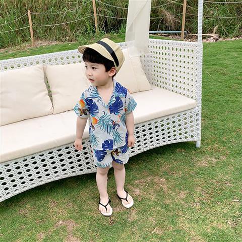 Bộ quần áo mùa hè in hình cây dừa 80-120cm cho bé trai