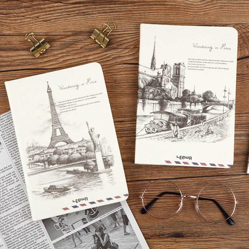 Sổ tay bìa cứng cạnh dát vàng Vintage cổ điển trang nhã. Sổ B6 192 trang tinh tế, độc đáo
