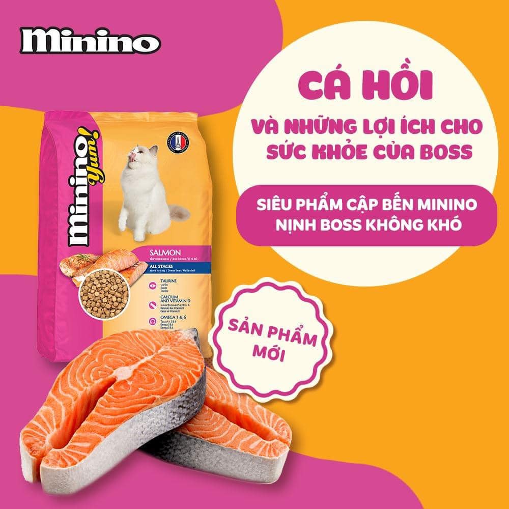Hạt Mèo Minino Yum 1.5kg Vị Hải Sản, Cá Hồi Cho Mèo Trưởng Thành