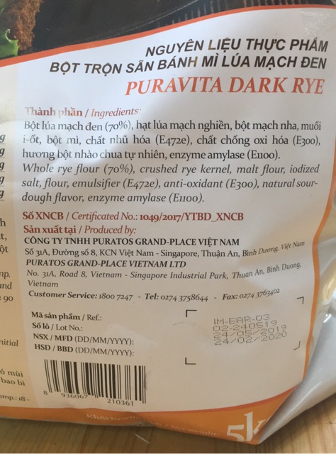 Bột trộn sẵn bánh mỳ đen gói 0.5kg kèm công thức
