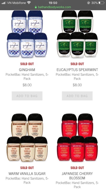 ( SET 5 CHAI ) GEL RỬA TAY BATH & BODY WORKS CỦA MỸ ( CHÍNH HÃNG ) | BigBuy360 - bigbuy360.vn