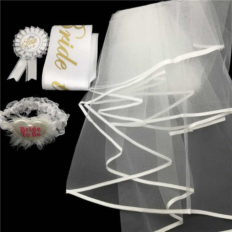 Set 4 Băng Đô Vải Tuyn Đính Hoa Cho Cô Dâu