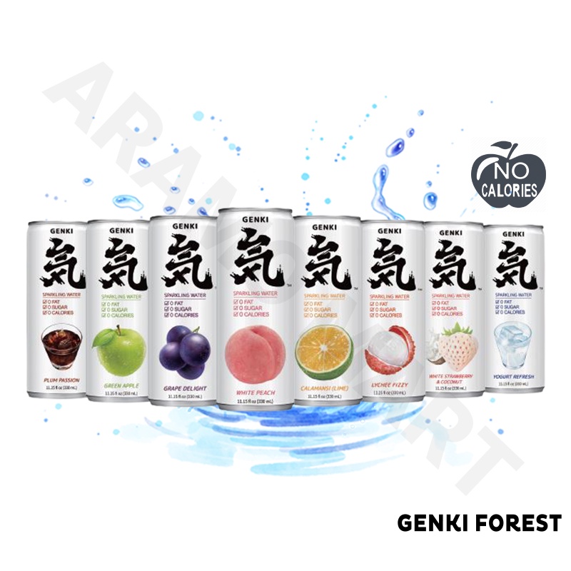 Combo 6 lon Nước Soda trái cây Genki Forest Sparkling có ga không Calo lon 330ml ＊AramoMart＊