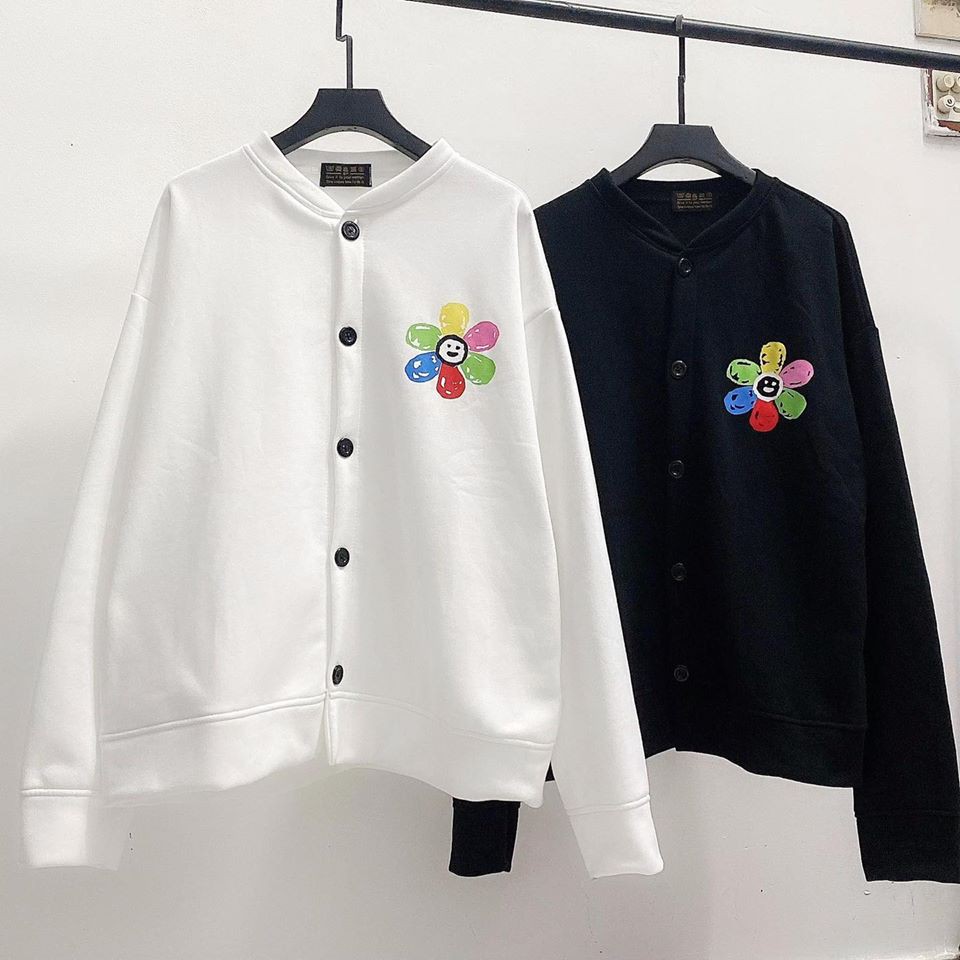 Áo khoác cardigan YAYSHOP phông unisex nam nữ Hàn Quốc chất nỉ mềm mịn in HOA maison de fionix (freesize dưới 65Kg)
