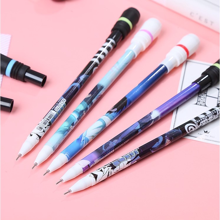 Bút gel xoay hai đầu họa tiết hoạt hình dễ thương 10 kiểu khác nhau cho học sinh/văn phòng