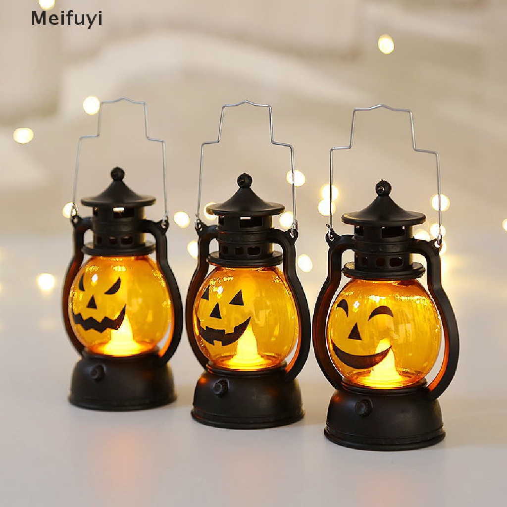 Đèn LED Dầu Hình Quả Bí Ngô Ma Trang Trí Halloween