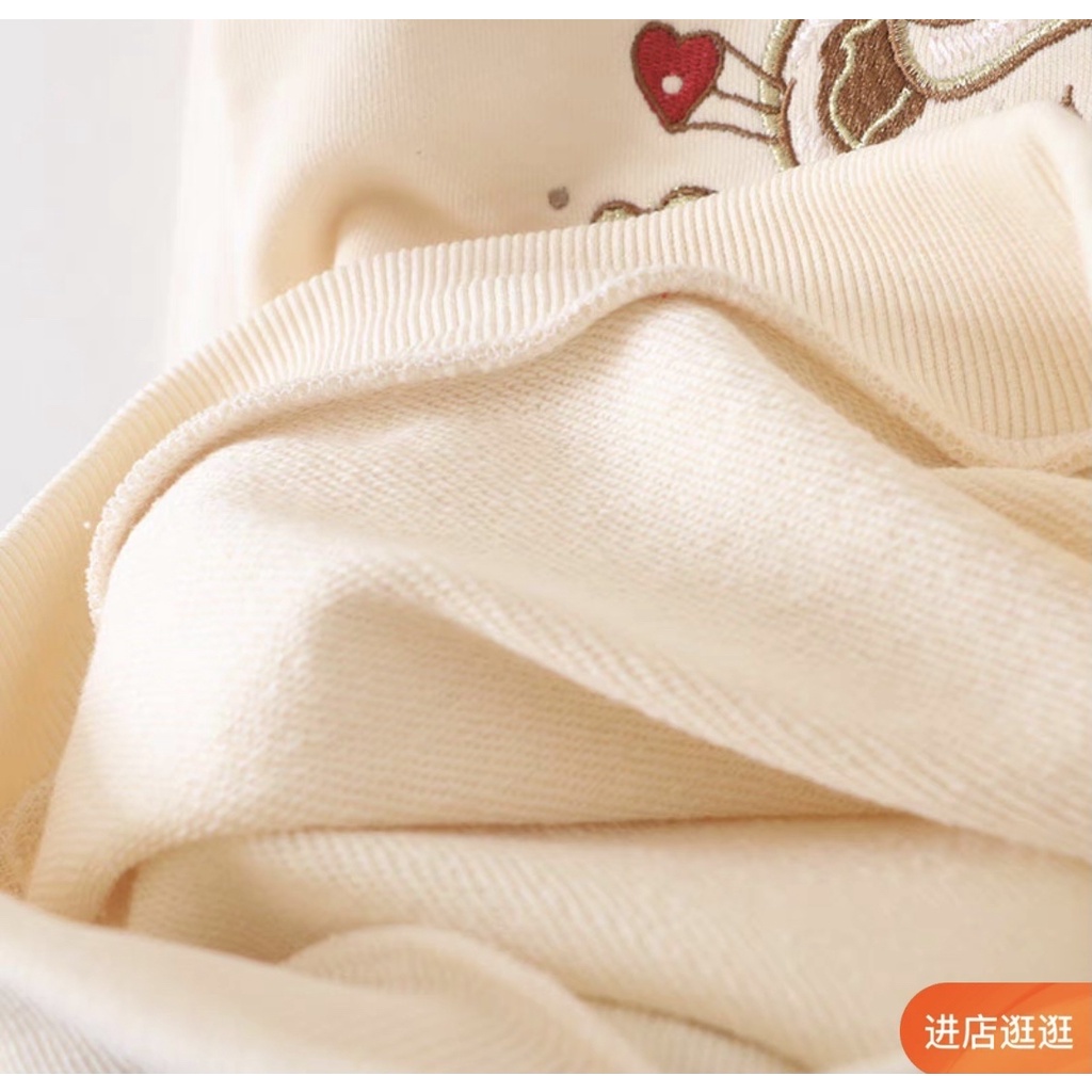 Áo nỉ da cá Teenie Weenie màu kem hình gấu đeo nơ size 105 - 150