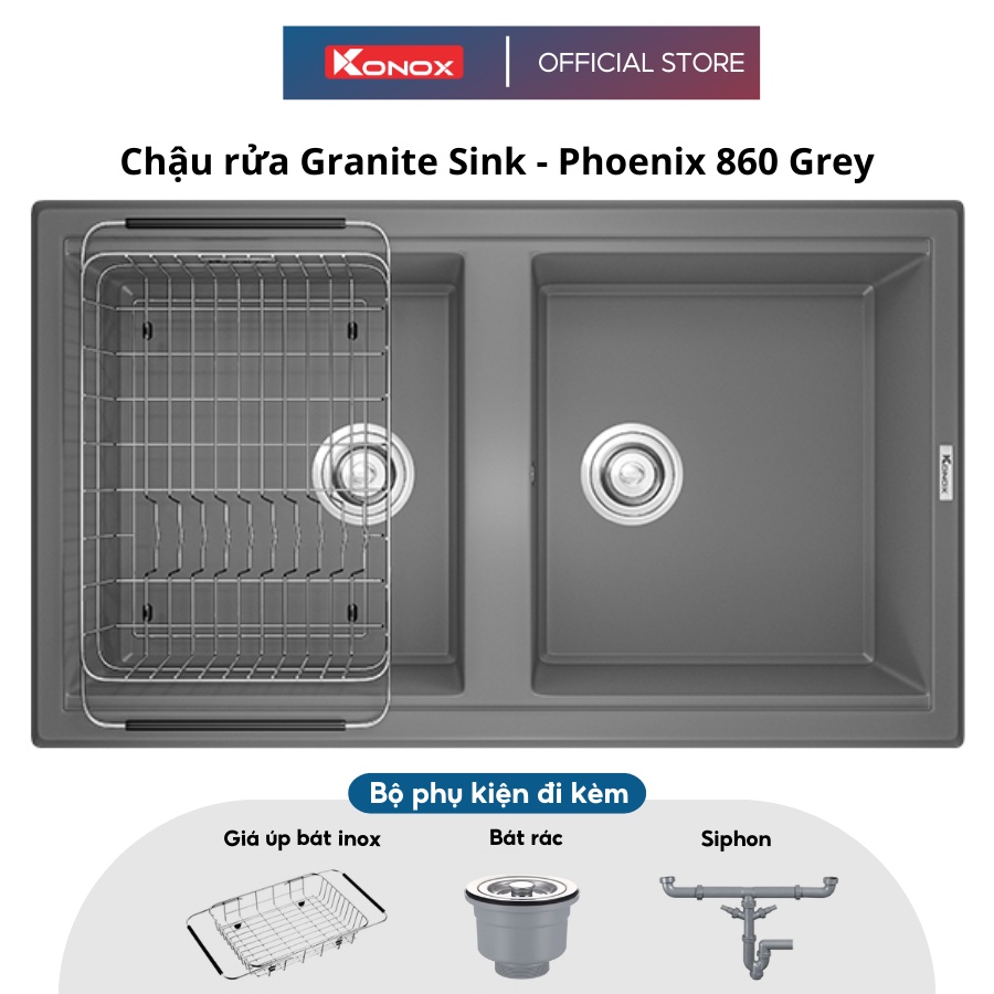 Chậu rửa bát đá KONOX Granite Sink - Phoenix Smart 860 - Made in Italy