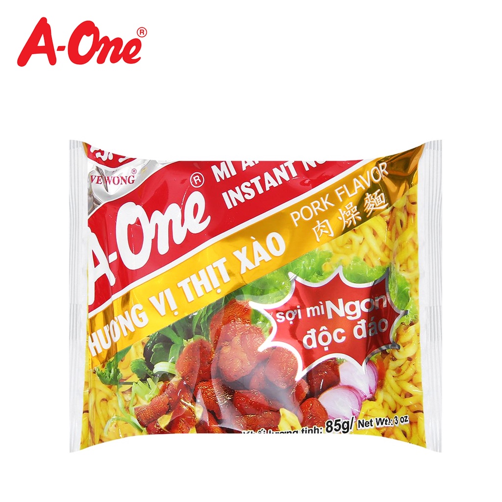 Thùng 30 gói mì hương vị thịt xào pork flavor instant noodles a-one - ảnh sản phẩm 3