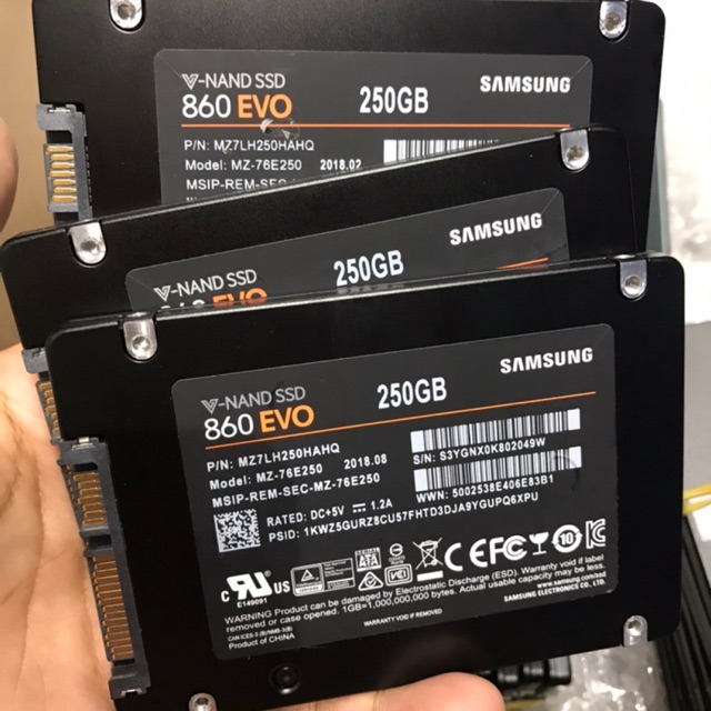 Ổ ssd samsung 860 evo 250gb sata 3 ( đọc 550mb/s - ghi 520mb/s) hàng bóc máy xách tay
