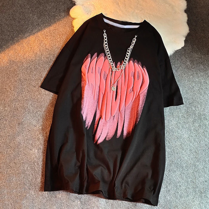 Áo Thun Cotton Dáng Rộng Tay Ngắn 2022 Thiết Kế Dây Xích Phong Cách Mới Dành Cho Nữ