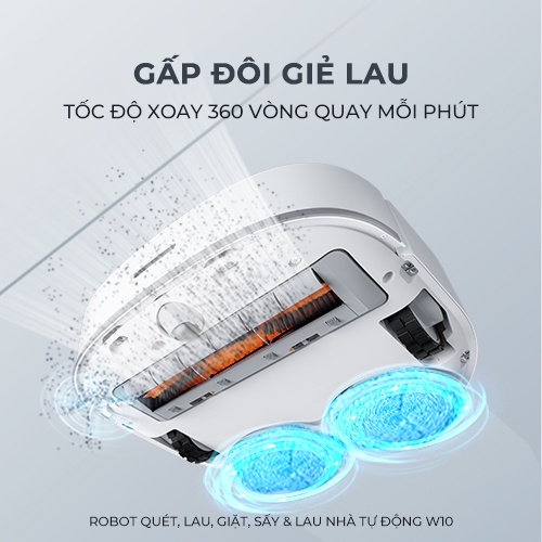 Robot hút bụi lau nhà Dreame W10, lực hút 4000pa, tự giặt giẻ, tự hút rác lên dock sạc, hàng chính hãng