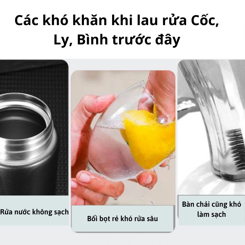 Bộ cọ lau rửa cốc ly thủy tinh, bình sữa, bình nước cao cấp, siêu sạch nhiều màu - BlueStore