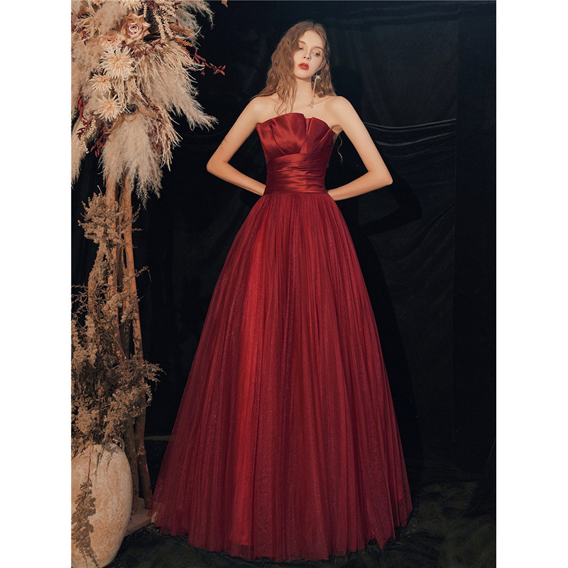 Toast clothing women new style wine red elegant banquet evening dress skirt long slim fashion dress | BigBuy360 - bigbuy360.vn