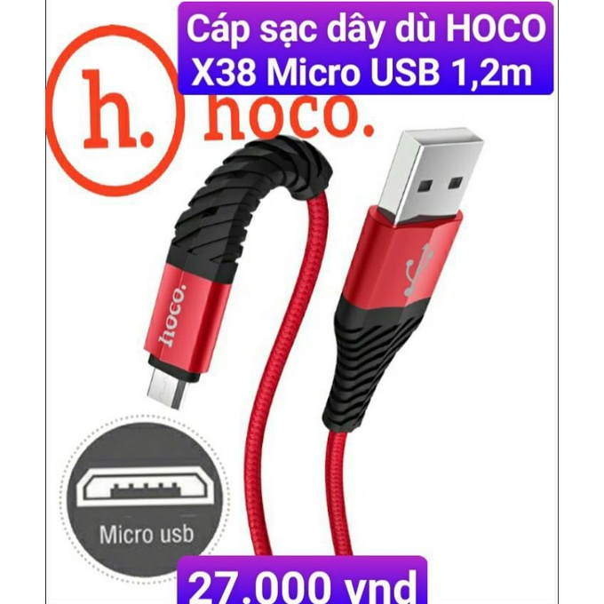 (Micro usb) Cáp sạc nhanh 2.4A HOCO X38 chính hãng