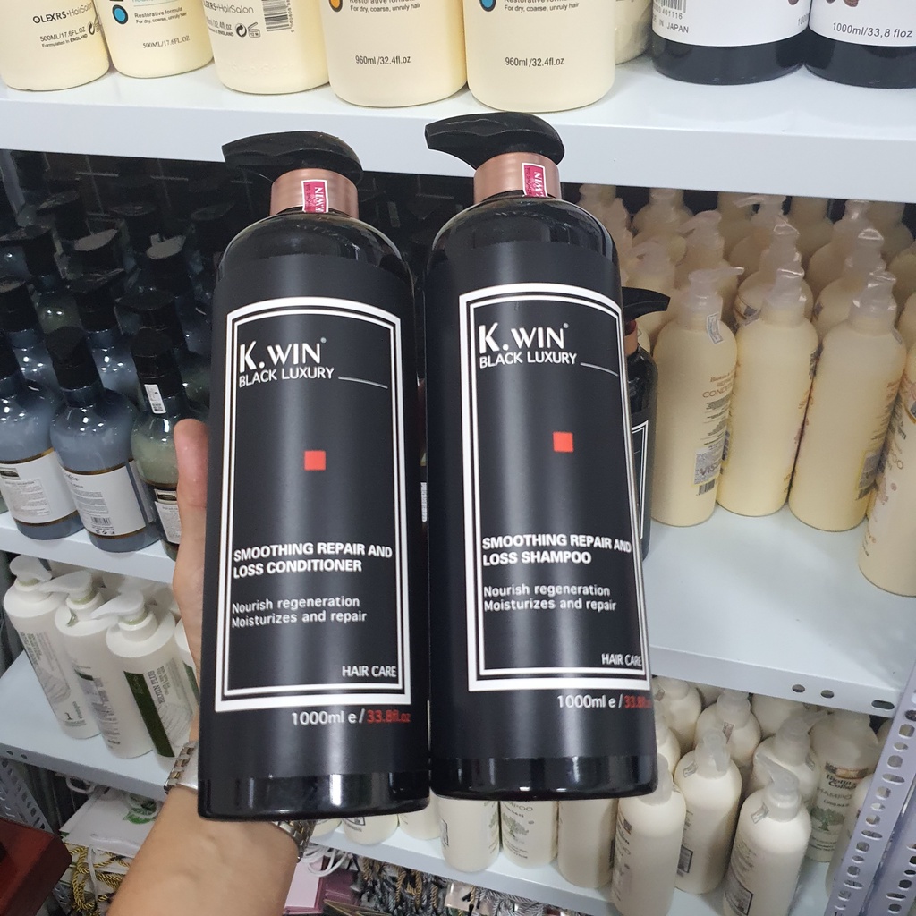 Dầu Gội Xả K.win Black Luxury Hương Nước Hoa phục hồi ngăn gàu, ngăn dầu, chống rụng cặp 650ml - 1000ml hàng hiệu chính