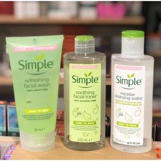 (Chính hãng, mẫu mới nhất) Bộ 03 sản phẩm #simple tẩy trang, sữa rửa mặt, toner