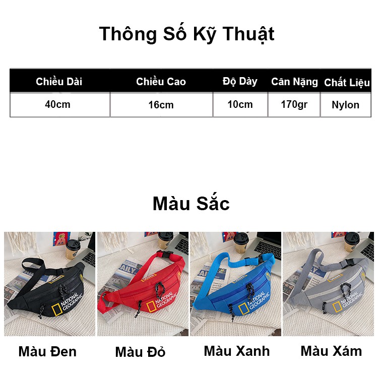 Túi bao tử nam nữ QITI chất liệu vải bố phong cách thời trang đeo chéo unisex trẻ trung