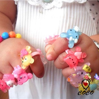 Nhẫn Nhựa Hình Động Vật Hoạt Hình Màu Kẹo Phong Cách Hàn Quốc Độc Đáo Cho Bé