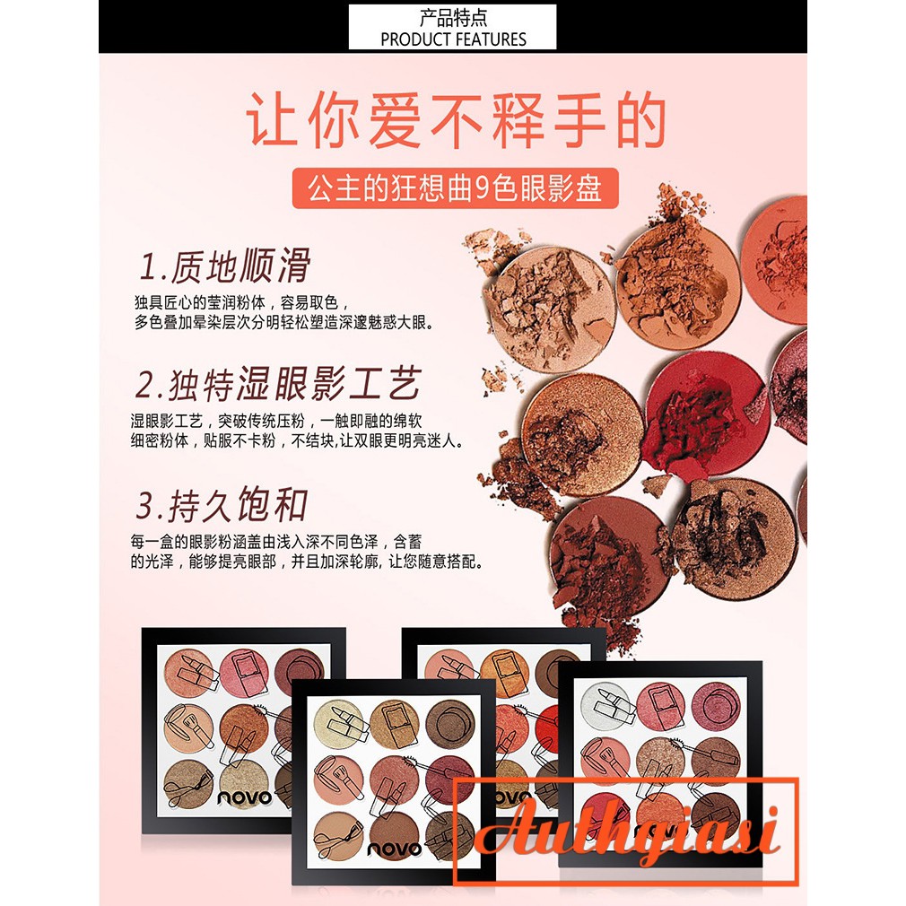 Bảng phấn mắt Novo Smooth Secret 9 ô tròn màu cực xinh | BigBuy360 - bigbuy360.vn