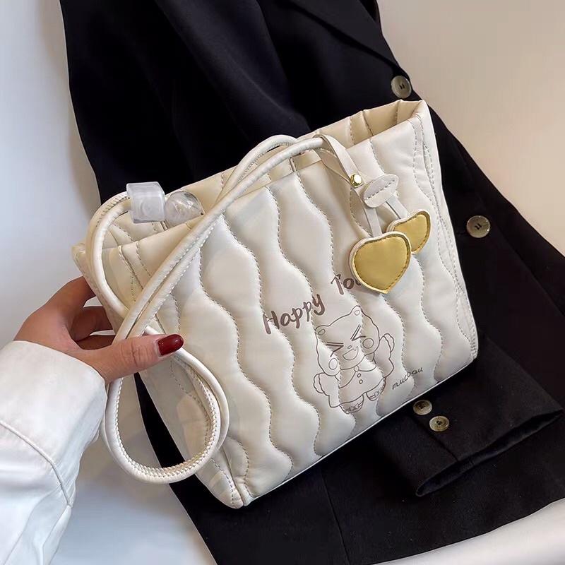 Túi xách da PU CÓ SẴN TRẮNG ulzzang da xị bền túi cực xinh xẻoo lunn Order 2 tuần Trang Xuka