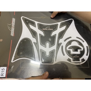 Tem decal màu carbon bóng dán bình xăng r15 v3 bàn thờ - nắp xăng r15 chính hãng shark power - 3t racing