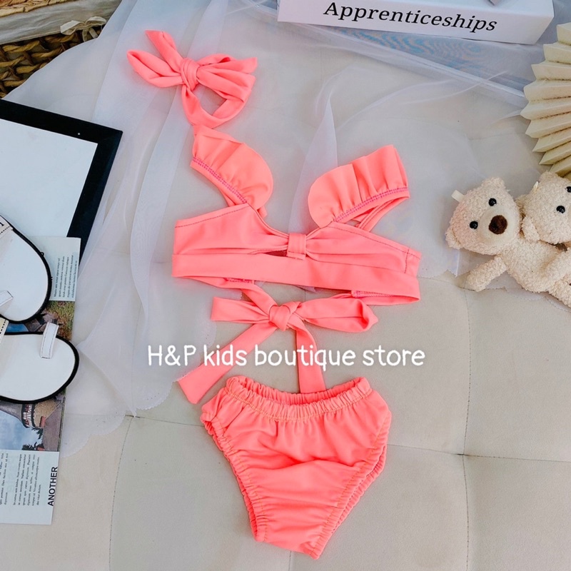 Đồ bơi bikini đi biển chanh sả 5 màu cho bé gái