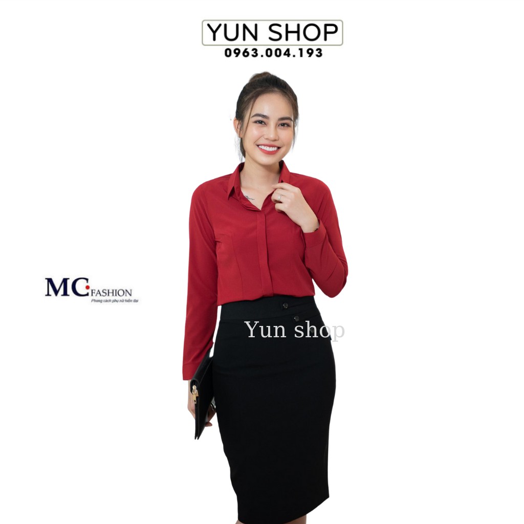 Áo sơ mi công sở dài tay - MC Fashion A198 màu đỏ đô