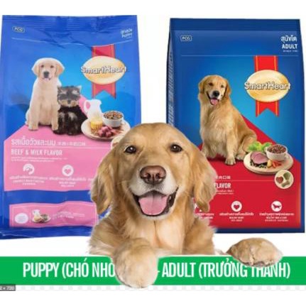 Thức Ăn Hạt Cho Chó Smartheart Adult &amp; Puppy 400g Vị Bò chó lớn và sữa cho chó con [SHIP HỎA TỐC]