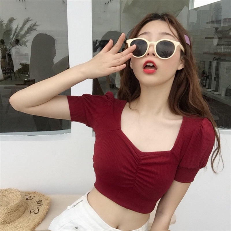 SUXI Áo thun tay ngắn kiểu dáng đơn giản thời trang Hàn Quốc