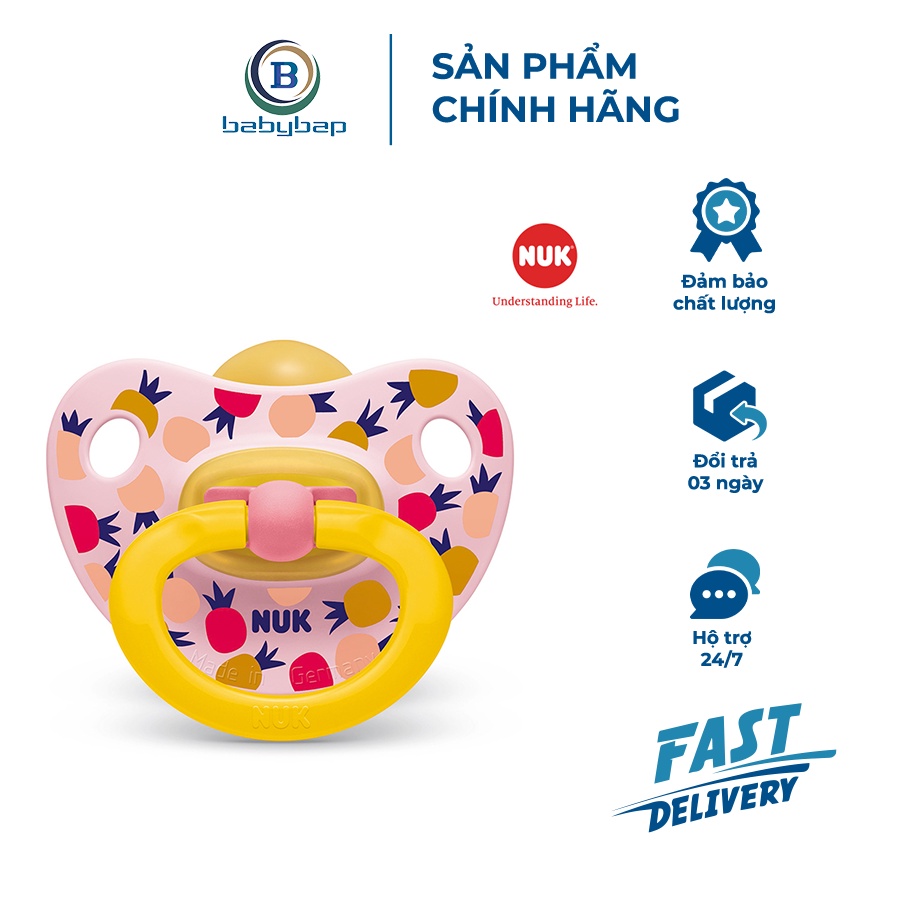 Bộ 2 Ti Giả NUK Classic Cao Su Có Nắp Đậy Giữ Vệ Sinh
