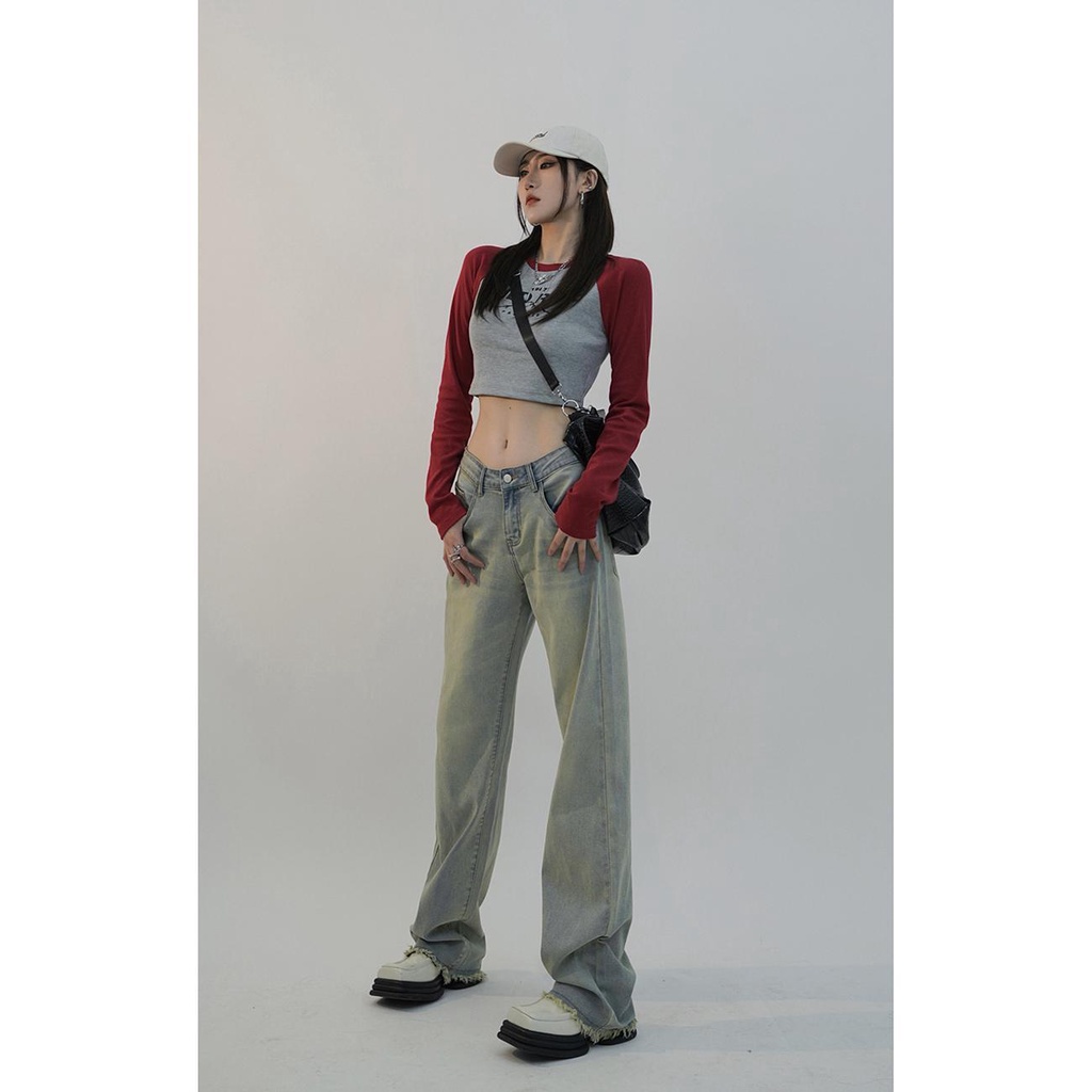 ☼☍☒Quần Jean Dài Ống Rộng Phong Cách Âu Mỹ Mẫu Mới 2022 Thời Trang Mùa Hè Cho Nữ